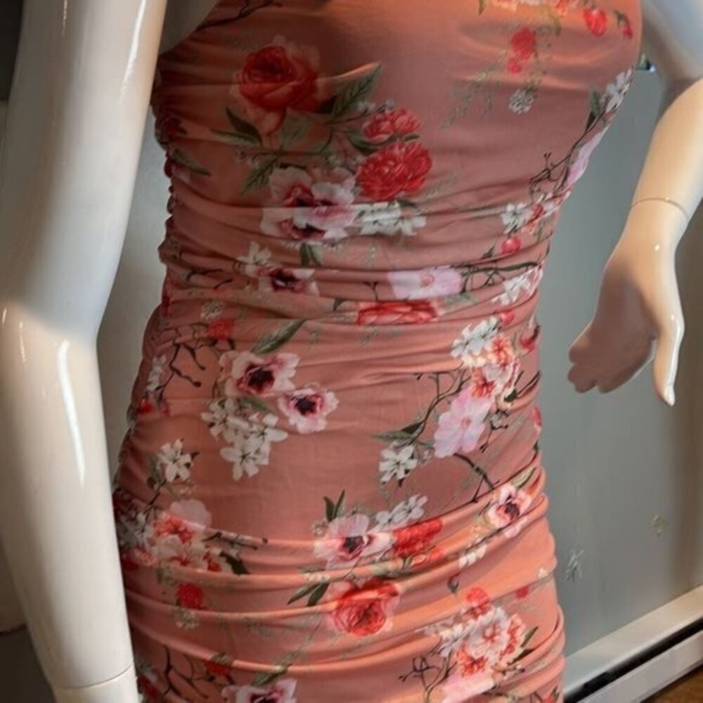 Cupshe Body Contour Floral Print Ruched Mesh Midi Dress Size XL - Picture 7 of 16